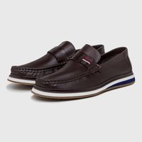 Mocassim Loafer Oasis em Couro - Café