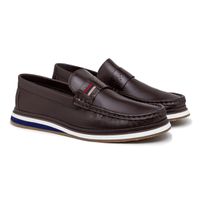 Mocassim Loafer Oasis em Couro - Café