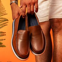 Mocassim Loafer Oasis em Couro - Conhaque E L