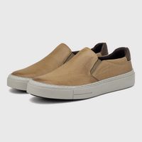 Slip On Casual Seul em Couro - Areia