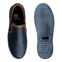 Slip On Street em Couro Marinho + Gratis Relógio Digital Preto