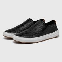 Slip On Masculino Street em Couro - Preto E L