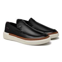 Slip On Iate Masculino Titanium em Couro - Preto