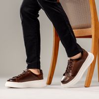 Sapatenis Casual Masculino Laroche Toquio em Couro - Café