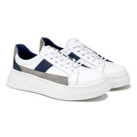 Tenis Casual Masculino Toquio Colors em Couro - Branco