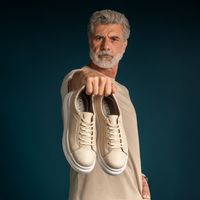 Sapatenis Casual Masculino Toquio em Couro - Marfim E L