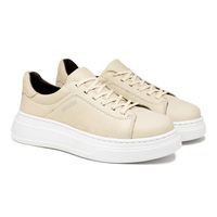 Sapatenis Casual Masculino Toquio em Couro - Marfim E L
