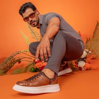 Sapatenis Casual Masculino Laroche Toquio em Couro - Chocolate