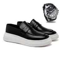 Slip On Loafer Laroche Toquio em Couro - Preto + Brinde Relógio