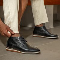 Sapato Casual Cano Médio Torino em Couro - Preto + Brinde Porta Cartão