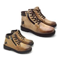 BOTA MASCULINO VACANZA EM COURO AREIA Tal Pai / Tal Filho