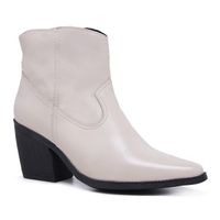 Bota Feminina Western Cannes Couro Off White - SAPATOTERAPIA