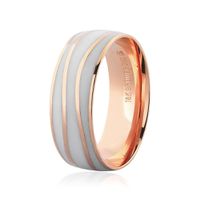 Aliança de Ouro Rosé 18K com Detalhe Pigmentado 7mm - 75.036... - MICHELETTI JOIAS