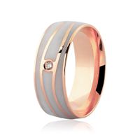 Aliança Ouro Rosé 18K Detalhe Pigmentado e Brilhante 7mm - 7... - MICHELETTI JOIAS