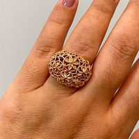 Anel Detalhe Flores Diamantadas em Ouro Rosé 18K - MI24850 - MICHELETTI JOIAS