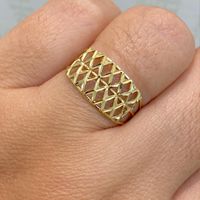 Anel de Ouro 18K Diamantado com Detalhes Vazados - MI24935 - MICHELETTI JOIAS