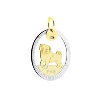 Pingente Cachorro Pug Bicolor em Ouro 18K - MI18040 - MICHELETTI JOIAS