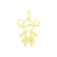 Pingente Filha Menina com Diamantes Ouro 18K - MI18123 - MICHELETTI JOIAS