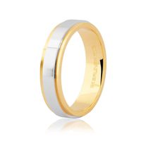 Aliança De Ouro 18k Bicolor 4,90mm Reta Quadrada - 75.0142.0... - MICHELETTI JOIAS