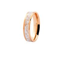 Aliança Marmorizada 5mm Ouro Rosé 18K com Pigmento Branco -... - MICHELETTI JOIAS