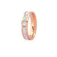 Aliança Marmorizada 4,5mm Ouro Rosé 18K Pigmento Branco e Br... - MICHELETTI JOIAS