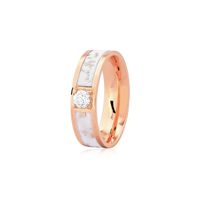 Aliança Marmorizada 5,5mm Ouro Rosé 18K Pigmento Branco e Br... - MICHELETTI JOIAS