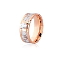 Aliança Marmorizada 6,5mm Ouro Rosé 18K Pigmento Branco e Br... - MICHELETTI JOIAS