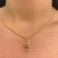 Pingente Ouro 18K Filha Menina Com Coração de Turmalina Rosa... - MICHELETTI JOIAS