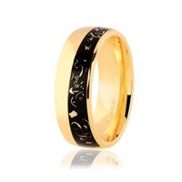 Aliança Detalhe Marmorizado Ouro Amarelo 18K Pigmento Preto ... - MICHELETTI JOIAS