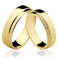 Alianças de Ouro 18k/750 com Diamantes AL100 - NATALIA JOIAS