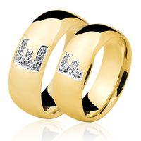 Alianças de Ouro 18k/750 com Diamantes AL145 - NATALIA JOIAS