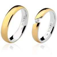 Par de Aliança Casamento/Noivado Mista em Ouro 18k... - NATALIA JOIAS