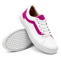 Tênis Casual Pietra Branco listra Rosa DKShoes - Kátia Cintra