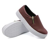 Slip On Calce Fácil Zíper Marsala DKShoes - Kátia Cintra