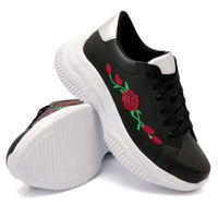 Tênis Casual Chuncky Flor Preto Sola Tratorada DKS... - Kátia Cintra
