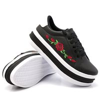 Tênis Casual Flor Sola Alta Preto DKShoes - Kátia Cintra