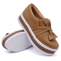 Slip On Laço Sola Alta Caramelo DKShoes - Kátia Cintra