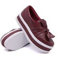 Slip On Laço Sola Alta Marsala DKShoes - Kátia Cintra