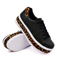 Tênis Casual Pietra Preto Sola Alta Onça DKShoes - Kátia Cintra