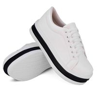 Tênis Casual Siena Branco Sola Alta Preto DKShoes - Kátia Cintra