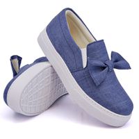 Slip On Siena Laço Deitado Jeans Claro DKShoes - Kátia Cintra