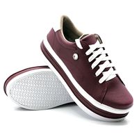 Tênis Casual Sola Alta Strass e Faixa Marsala DKSh... - Kátia Cintra