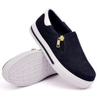 Slip On Zíper Jeans Verniz Branco DKShoes - Kátia Cintra