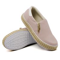 Slip On Zíper Rosê Verniz Branco Corda DKShoes - Kátia Cintra