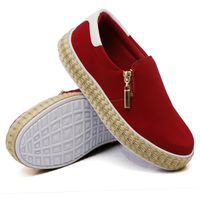 Slip On Zíper Vermelho Verniz Branco Corda DKShoes - Kátia Cintra