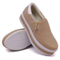 Slip On Zíper Sola Alta Rosê Verniz Branco DKShoes... - Kátia Cintra