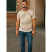 Camiseta Drazo Listrada Nautic Bege 221018