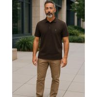 Camiseta Gola Polo Drazo Camafeu Marrom 111096