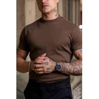 Camisa Gola Média Suedine Oxing Marrom 070725