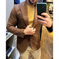 Blazer Teselli em Suede Slim Marrom 8208
